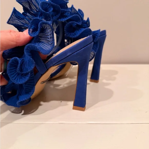 Gianni Bini Royal Blue Ruffled High Heel Sandals - Picture 4 of 10
